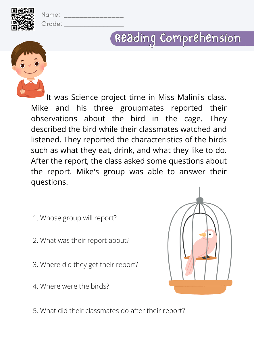 reading comprehension worksheets 3rd grade