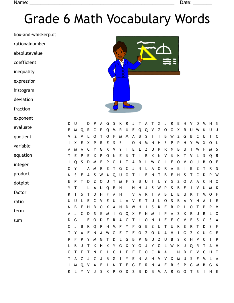 Grade 6 Math Vocabulary Words Word Search WordMint Grade 6 Math Vocabulary Words Word Search WordMint