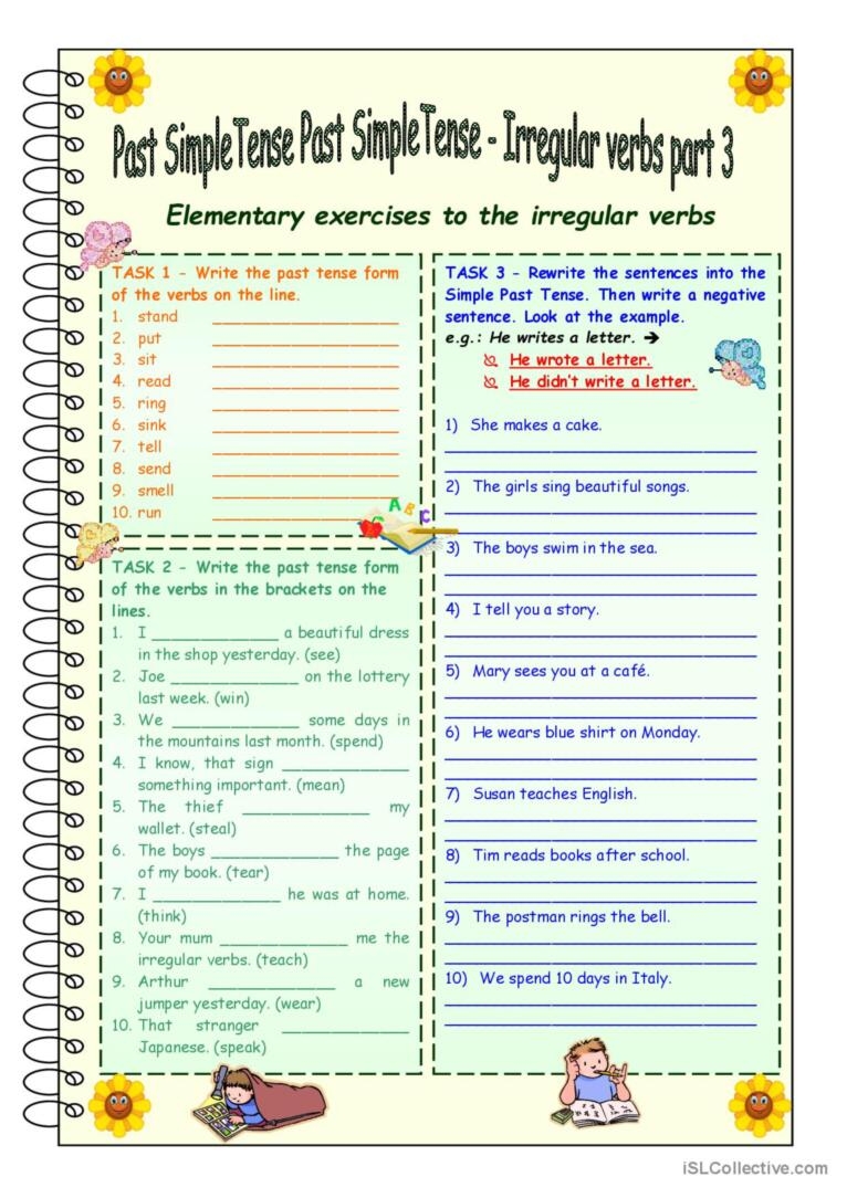 past tense of irregular verbs worksheets