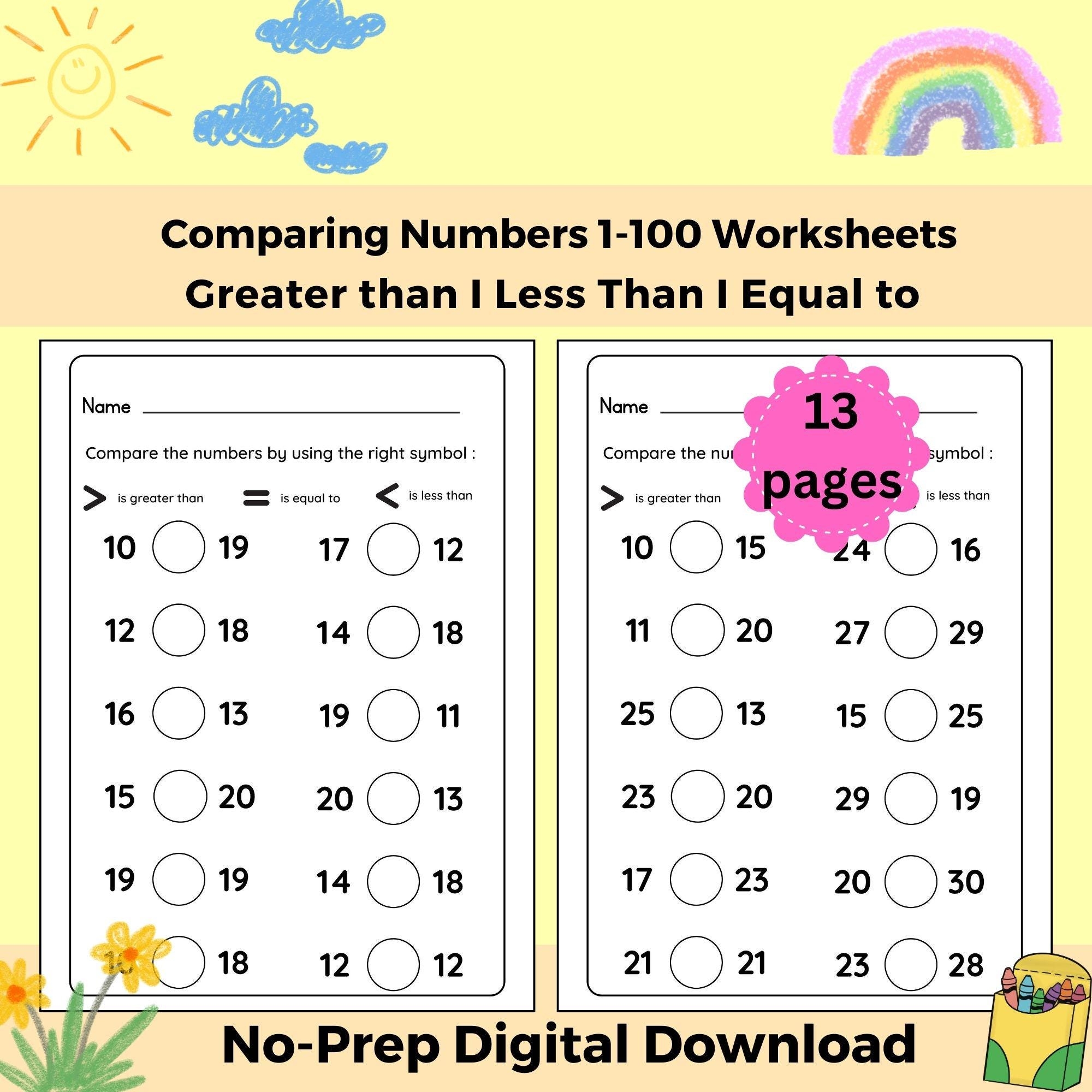 comparison bars 1st grade worksheets