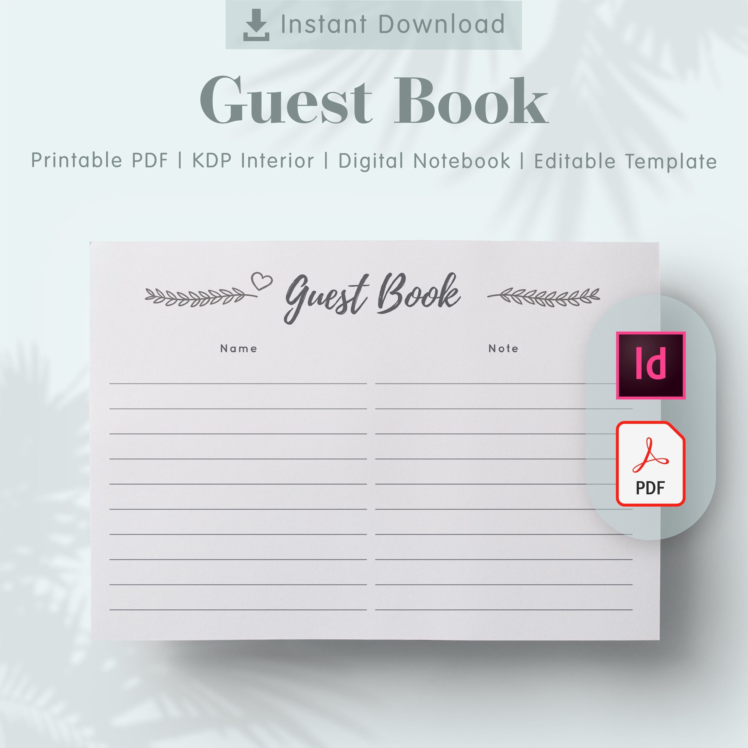 free printable guest book template