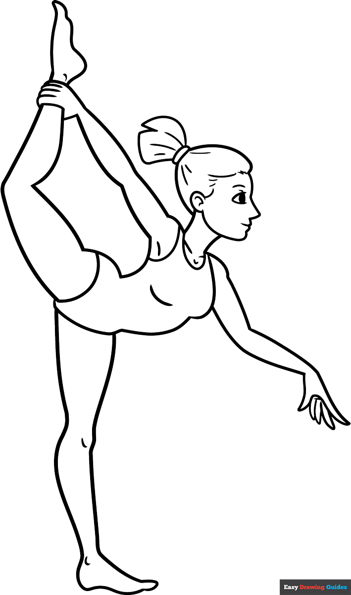 Gymnast Coloring Page Easy Drawing Guides