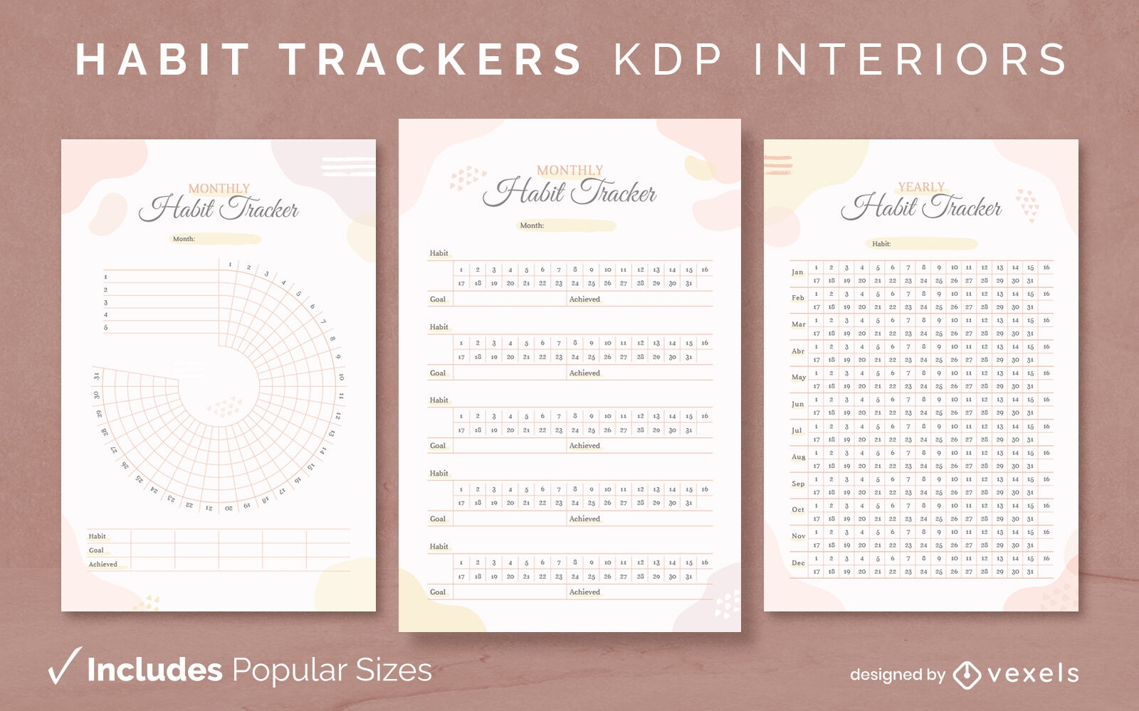 Habit Tracker Journal Template KDP Interior Design Vector Download