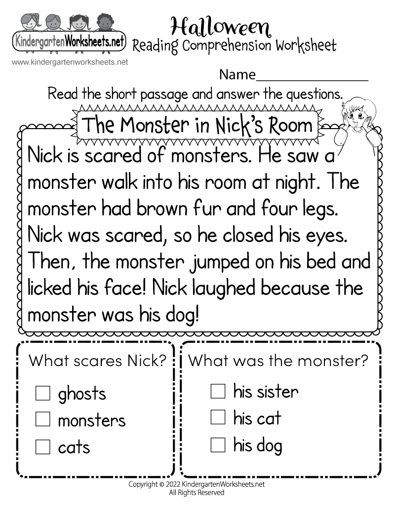 Halloween Reading Comprehension Worksheet Free Printable Digital PDF