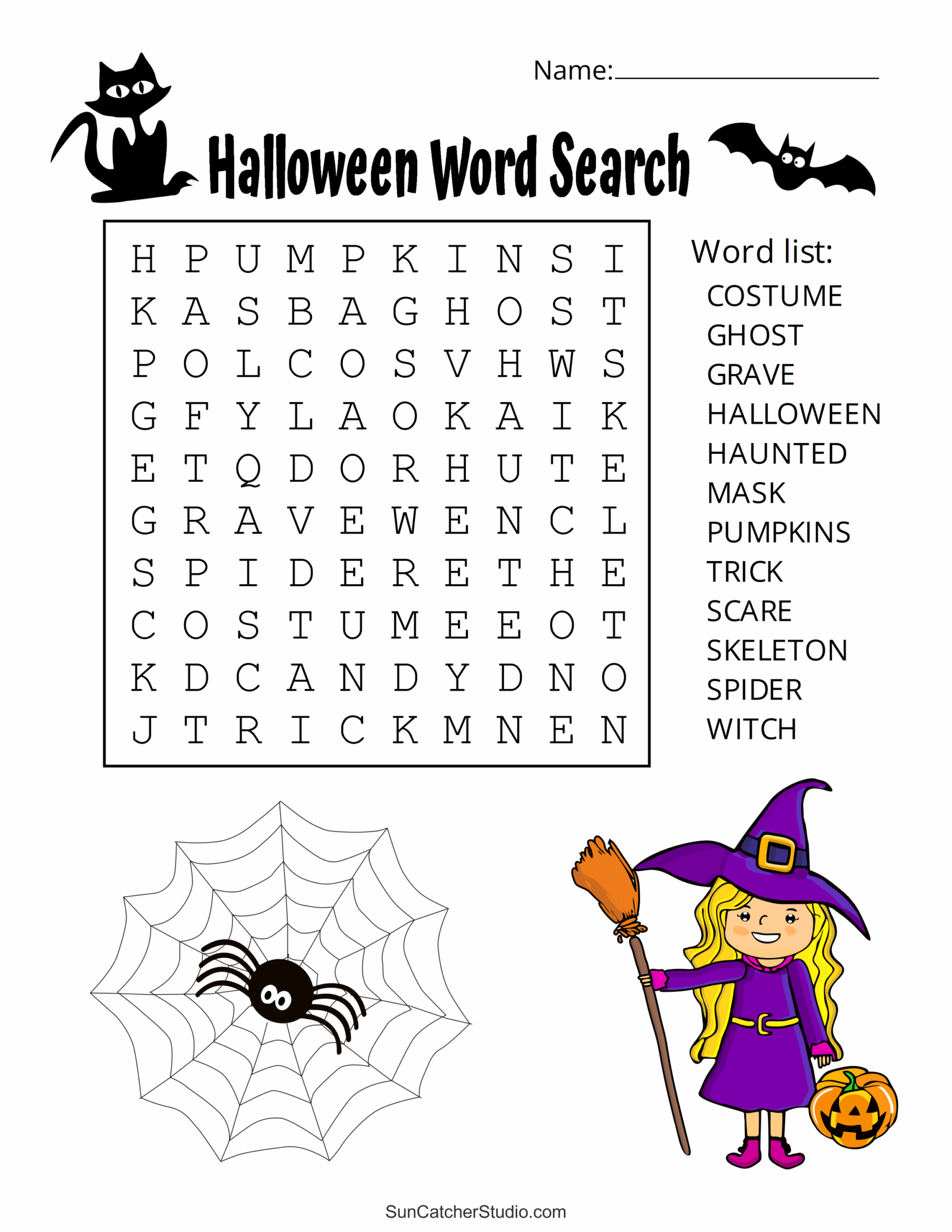 Halloween Word Search Printable Free