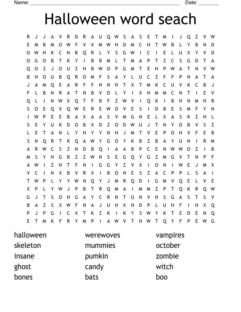 Halloween Word Search WordMint