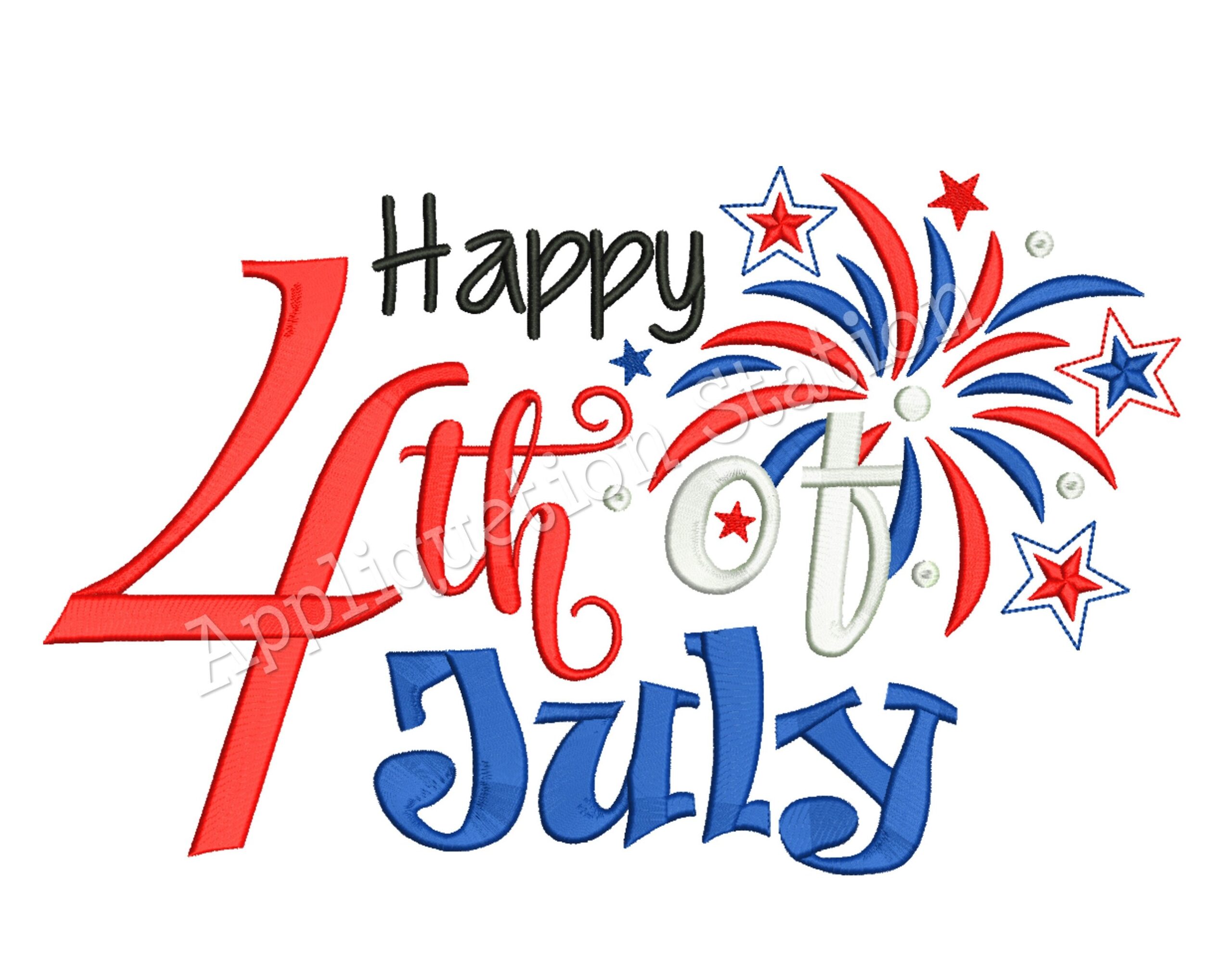 Happy 4th Of July Word Art Patriotic Fireworks Machine Embroidery Design Independence Day America USA INSTANT DOWNLOAD Etsy