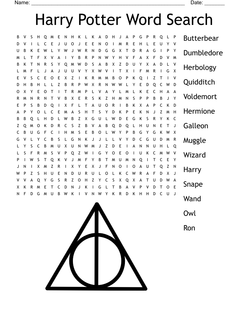 harry potter word puzzles