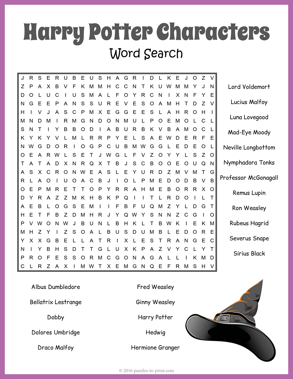 Harry Potter Word Search