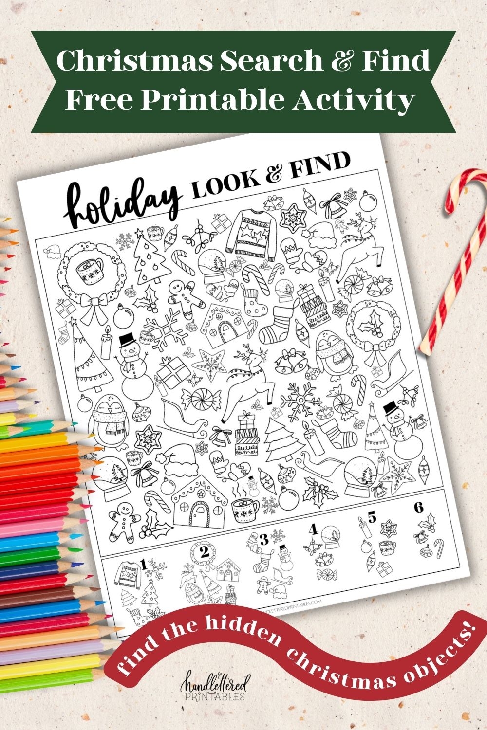 Holiday Look Find Find The Hidden Christmas Objects Printable Hand Lettered Printables Holiday Look Find Find The Hidden Christmas Objects Printable Hand Lettered Printables