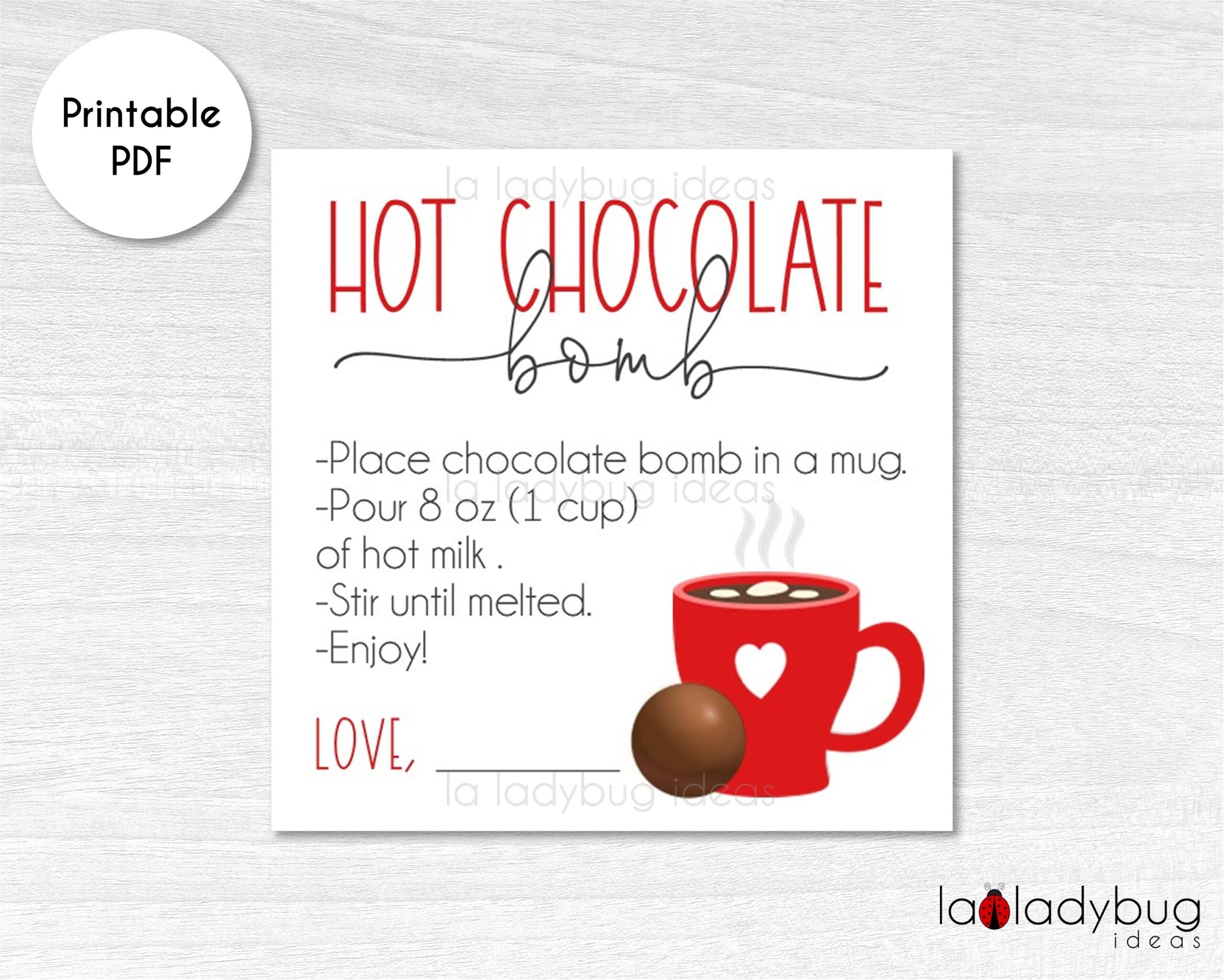Hot Cocoa Bomb Instructions Card Printable Tags For Hot Chocolate Bombs Instant Download Square Label Hot Chocolate Bomb Tag Etsy