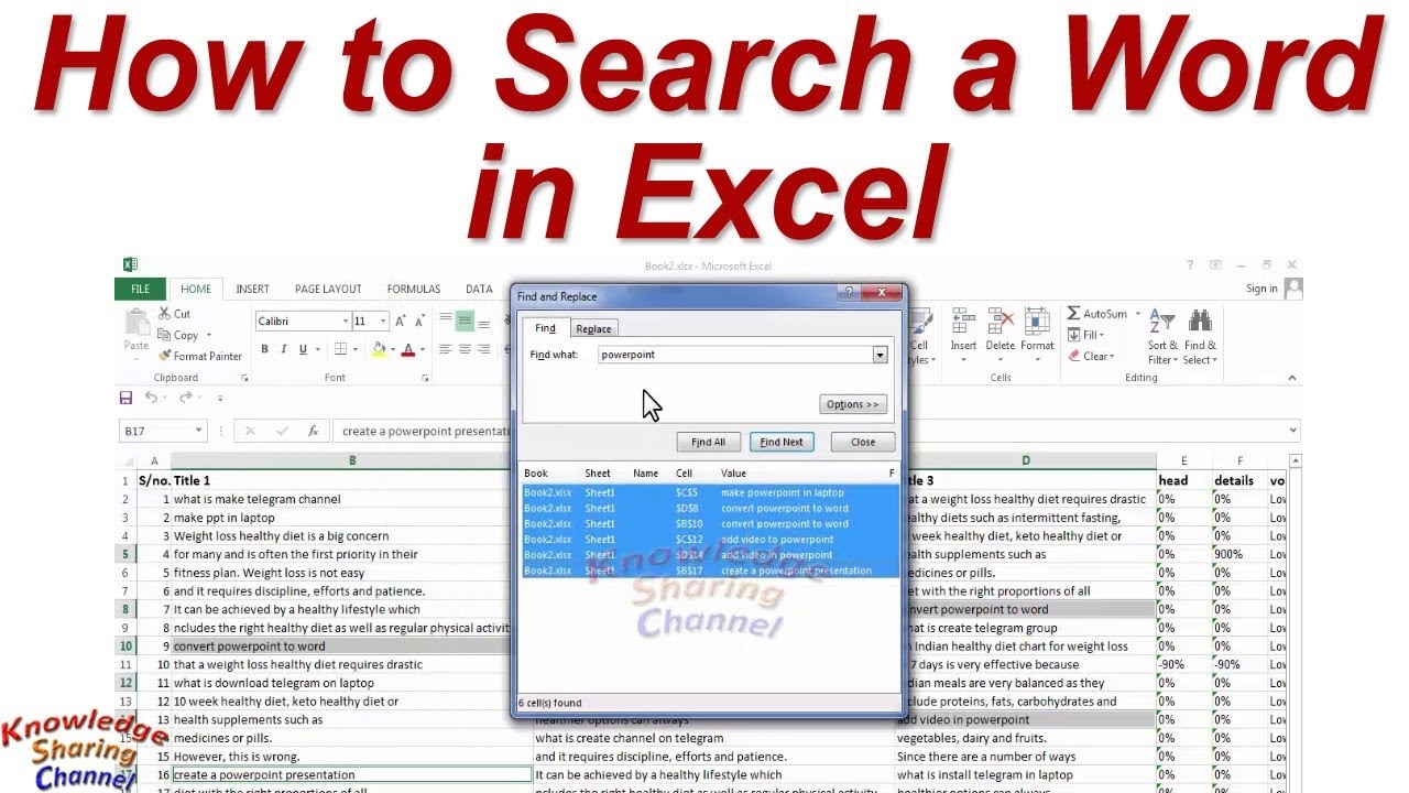 How To Search A Word In Excel YouTube How To Search A Word In Excel YouTube