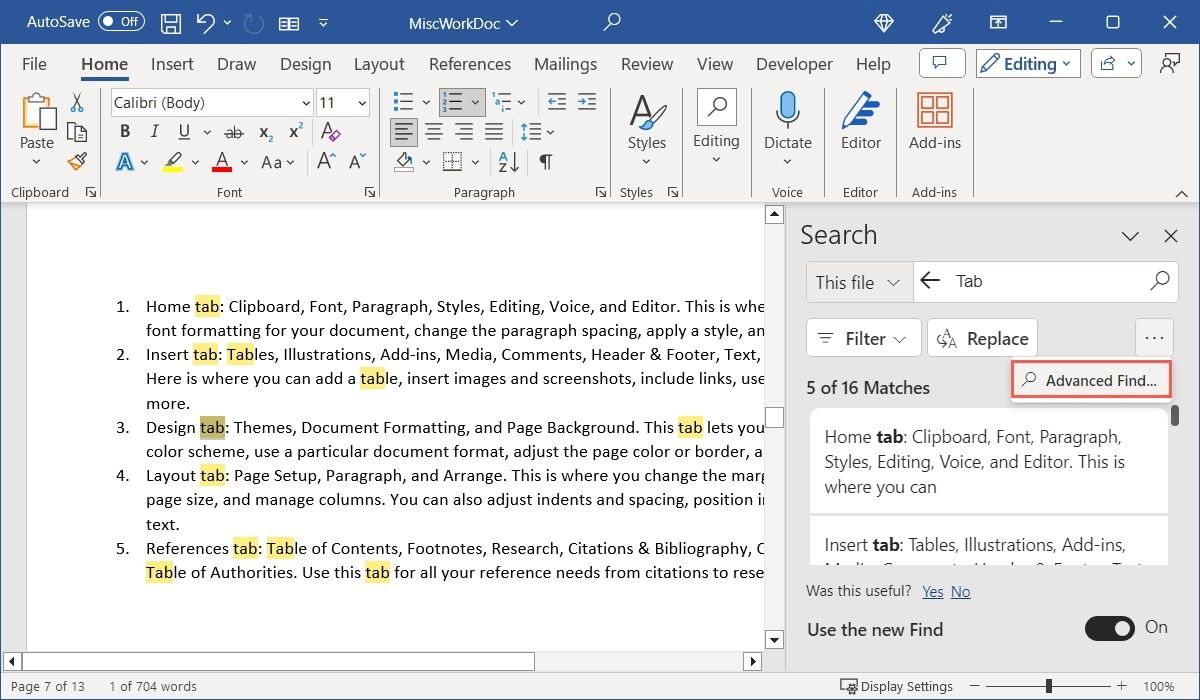 How To Search A Word In Word