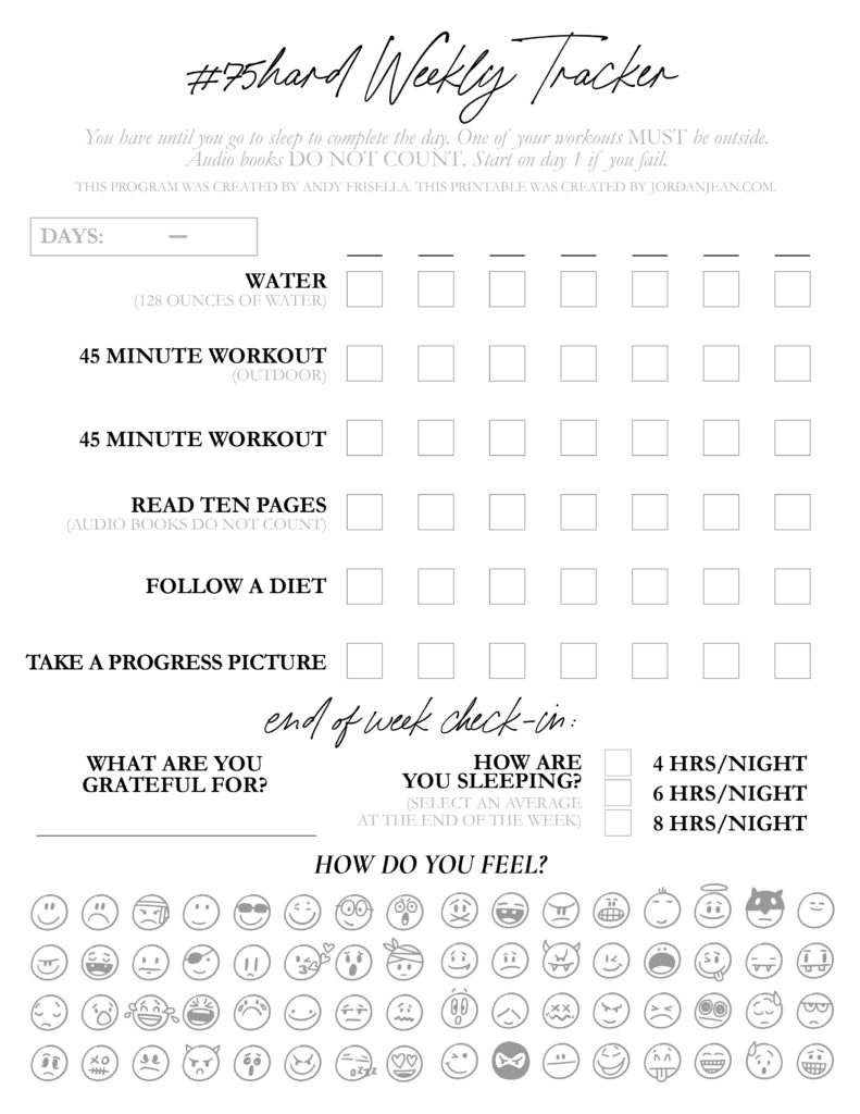 75 Hard Challenge Printable