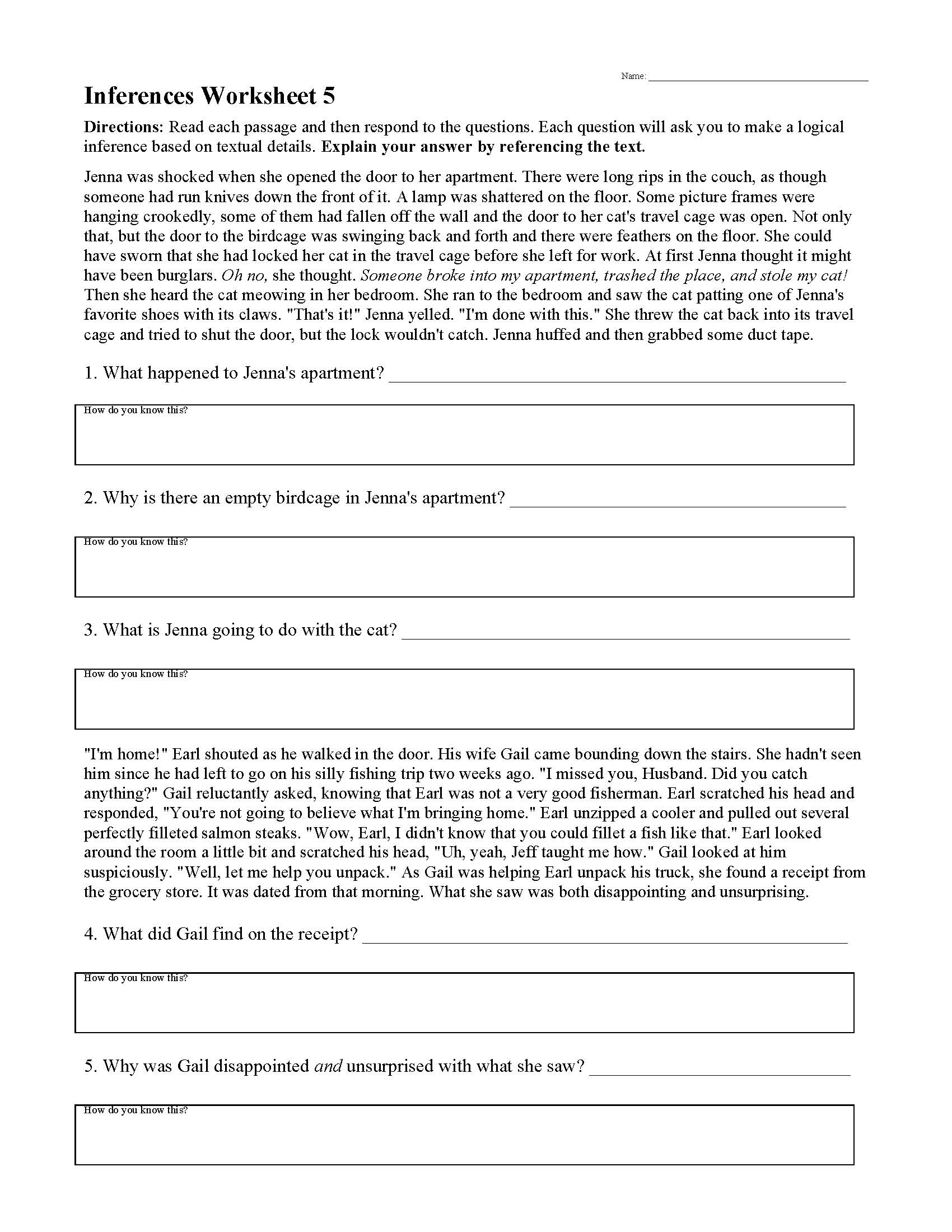 Inferences Worksheet 5 Reading Activity Worksheets Library Inferences Worksheet 5 Reading Activity Worksheets Library