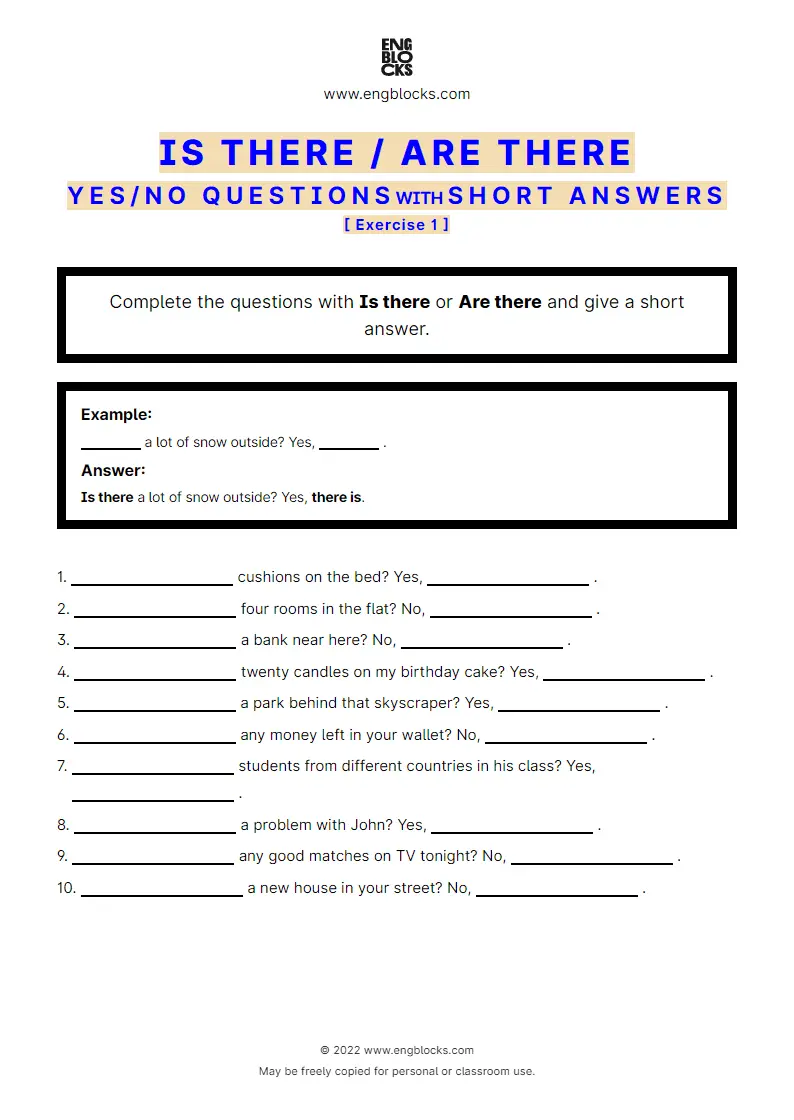 Is There Are There Questions And Short Answers Worksheet Worksheets Library
