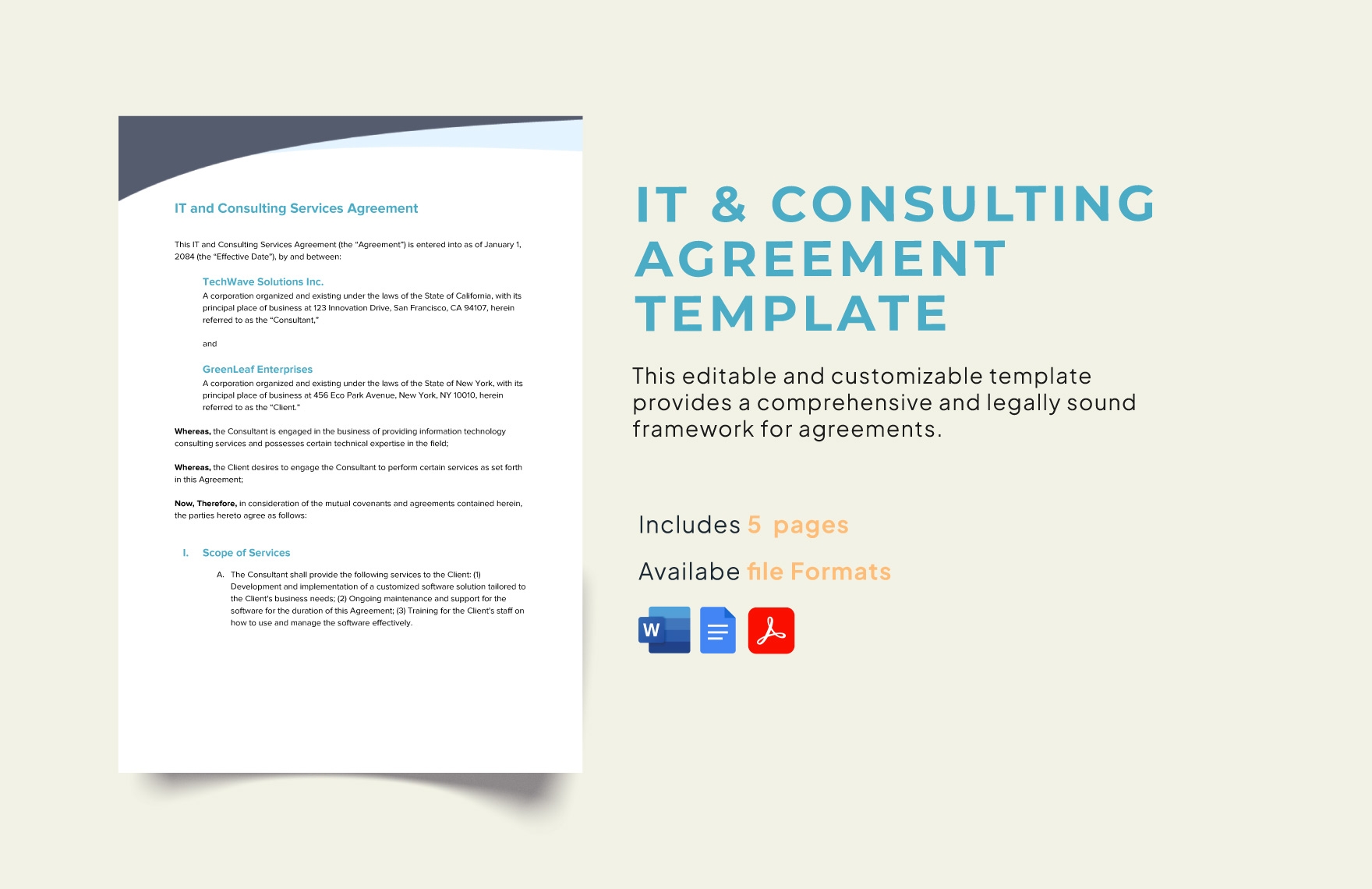 IT Consulting Agreement Template In Word PDF Google Docs Download Template