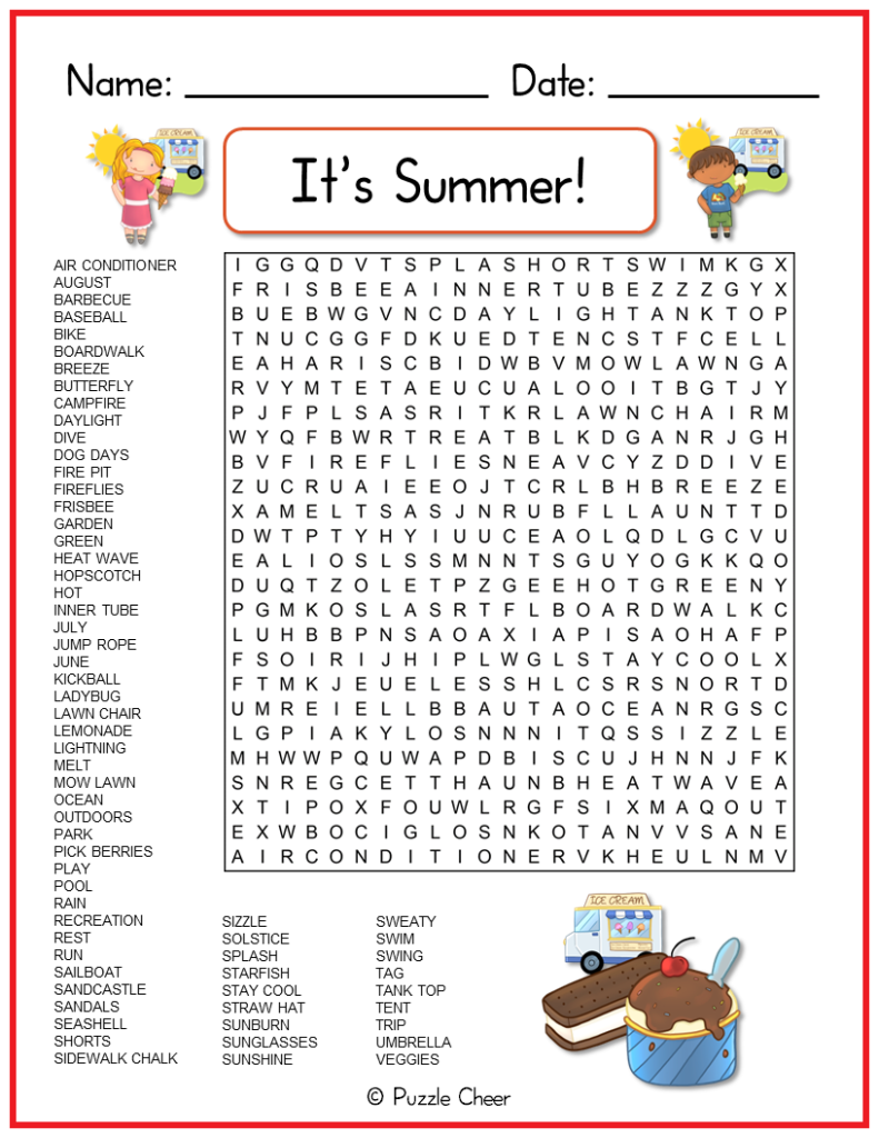 It s Summer Word Search Puzzle Puzzle Cheer