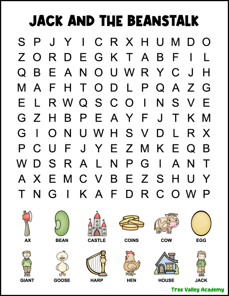Jack And The Beanstalk Word Search For 1st Grade Jack And The Beanstalk Word Search For 1st Grade