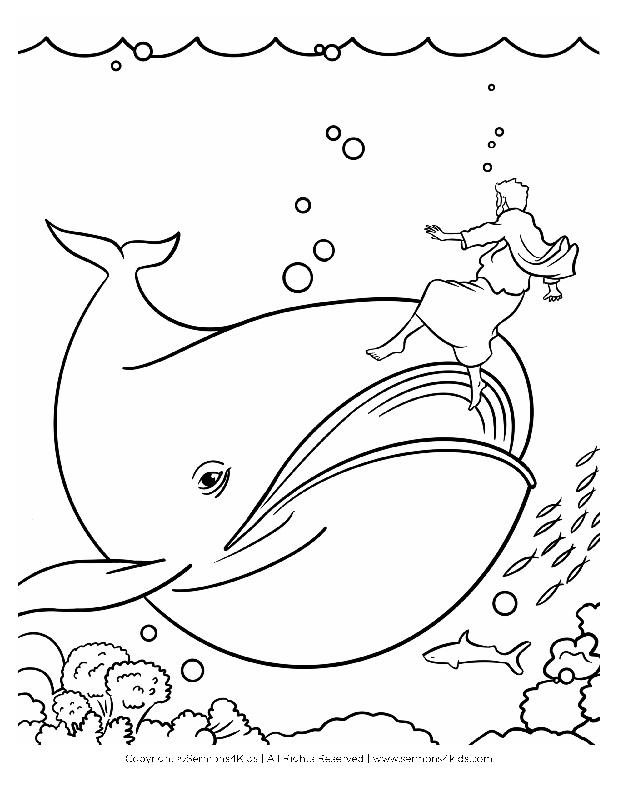 Jonah And The Whale Children s Coloring Page From Sermons4Kids S 