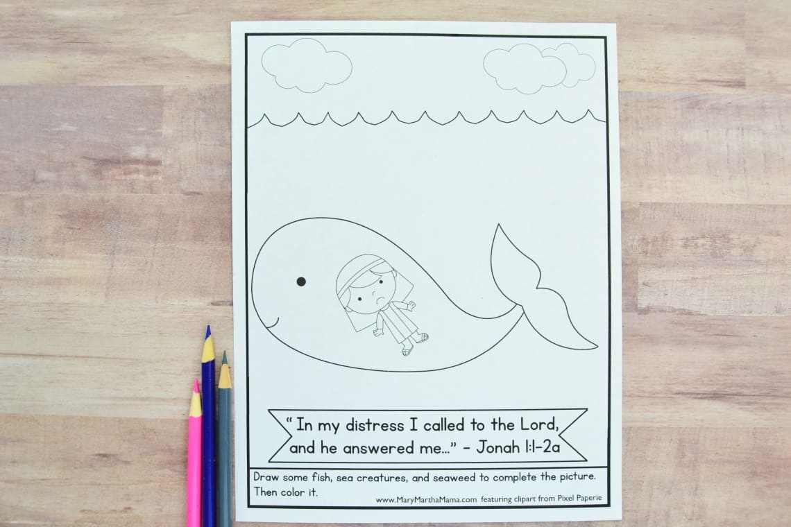 jonah and the whale coloring pages