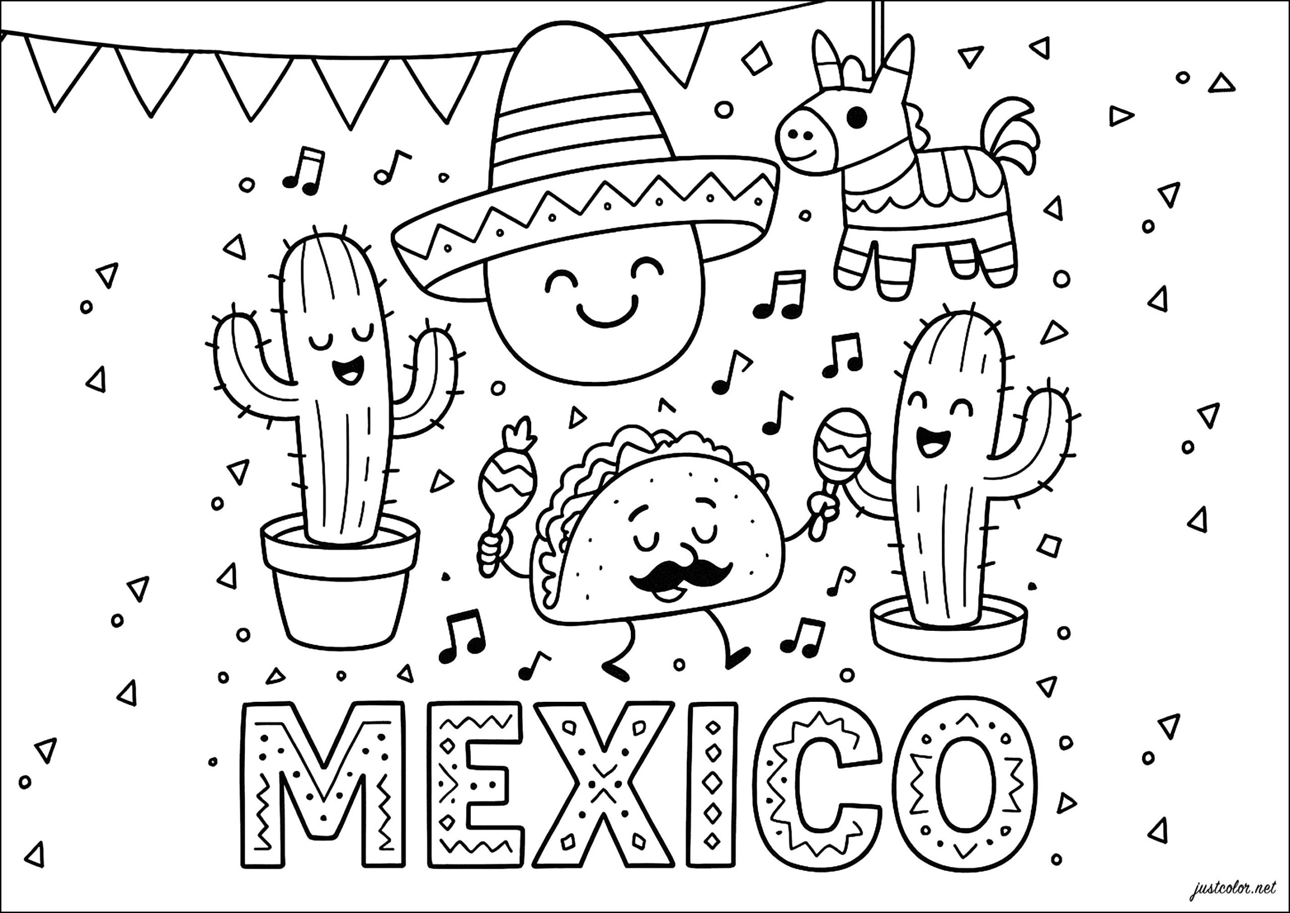Joyful Celebration Under The Mexican Sun Cinco De Mayo Coloring Pages