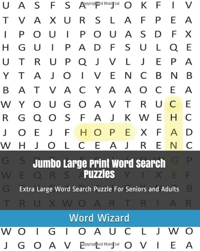 Jumbo Large Print Word Search Puzzles Extra Large Word Search Puzzle For Seniors And Adults Adult Activity Books Wizard Word 9781794144613 Amazon Books