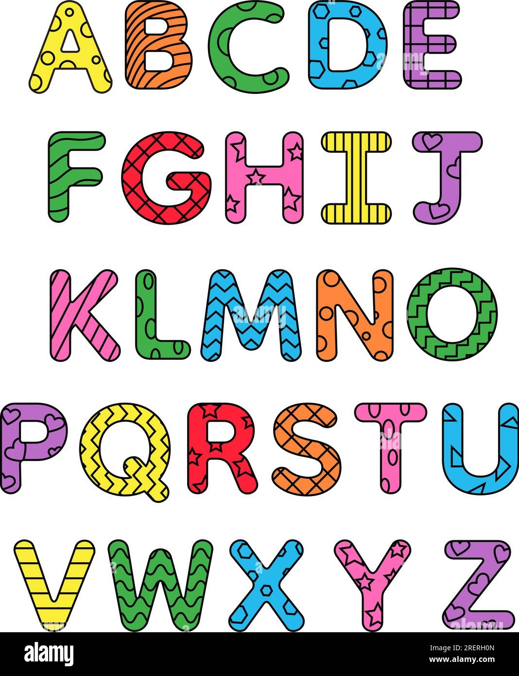 Kids Style Colorful Alphabet Design Playful Childish Abc Big Letters Vector Illustration Stock Vector Image Art Alamy