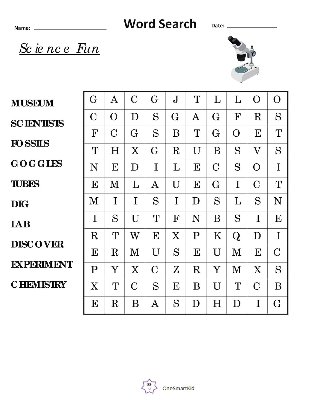 word search for science