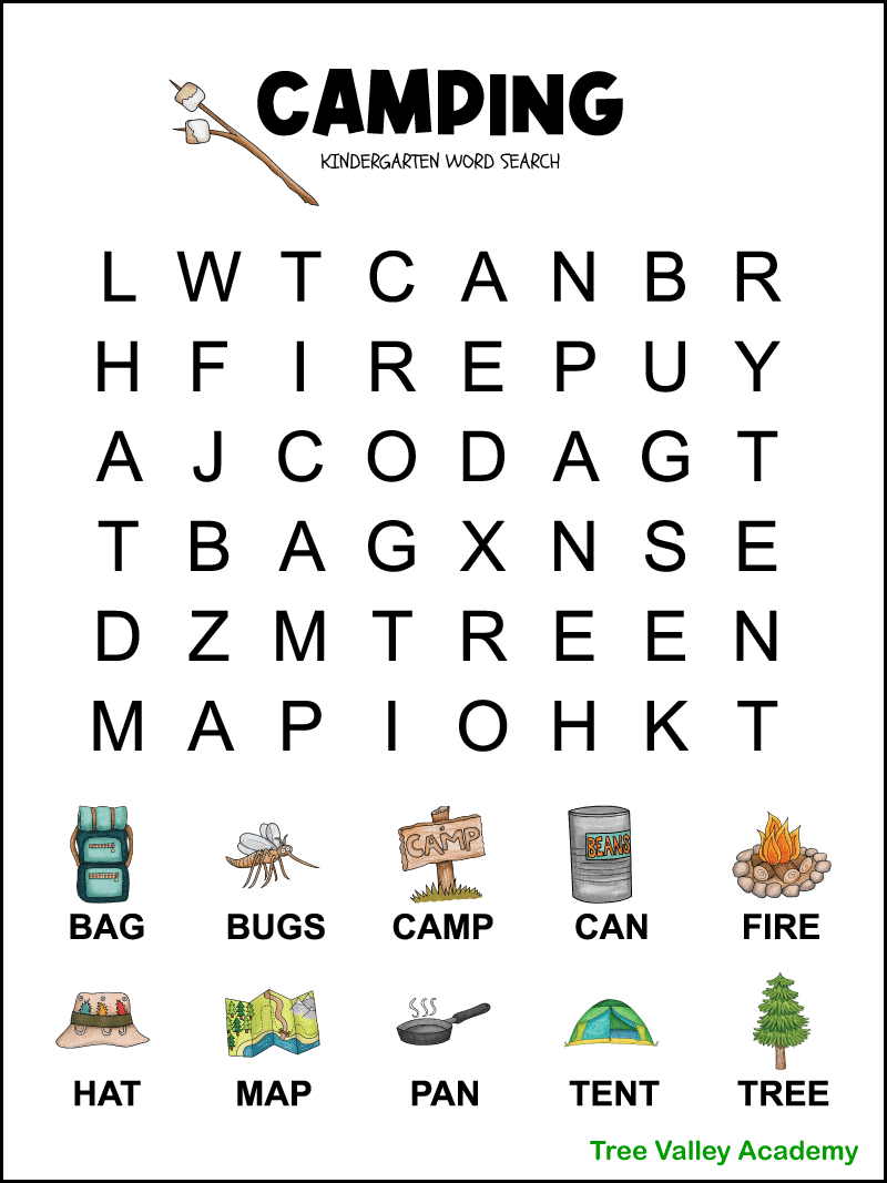 Printable Word Searches For Kindergarteners Free