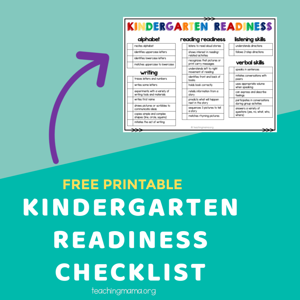 printable kindergarten readiness checklist