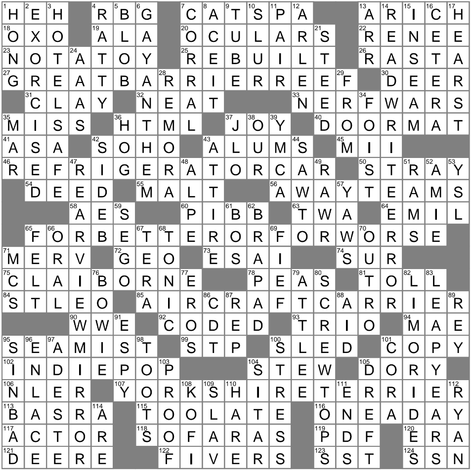 Answers To La Crossword Puzzle