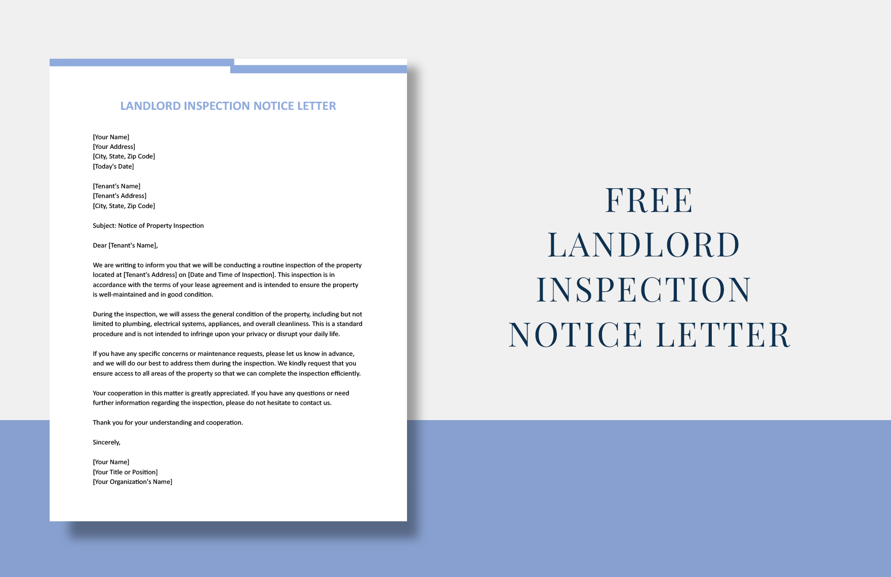 Landlord Inspection Notice Letter In Word Google Docs Download Template 