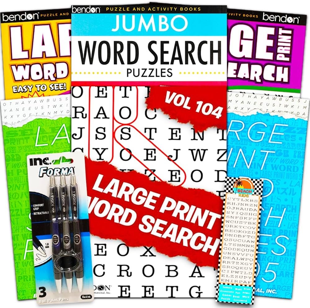 Large Print Word Search Books For Adults Super Set 6 Jumbo Word Find Puzzle Books With Large Print Plus Pens And Bookmark Over 800 Pages Total Bendon 0608631556899 Amazon Books Large Print Word Search Books For Adults Super Set 6 Jumbo Word Find Puzzle Books With Large Print Plus Pens And Bookmark Over 800 Pages Total Bendon 0608631556899 Amazon Books