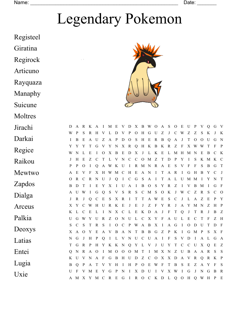Pokemon Word Search Puzzles