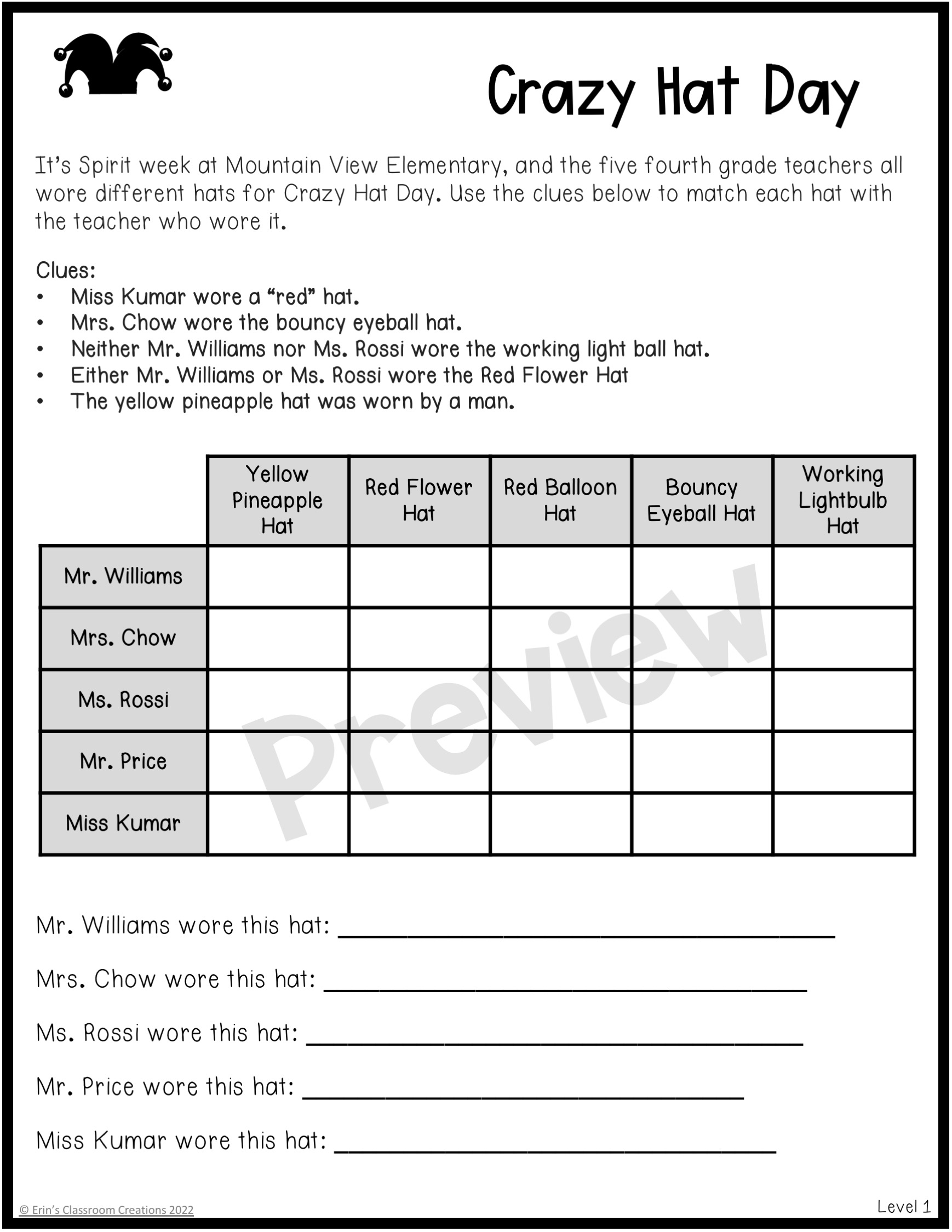 printable logic puzzles free