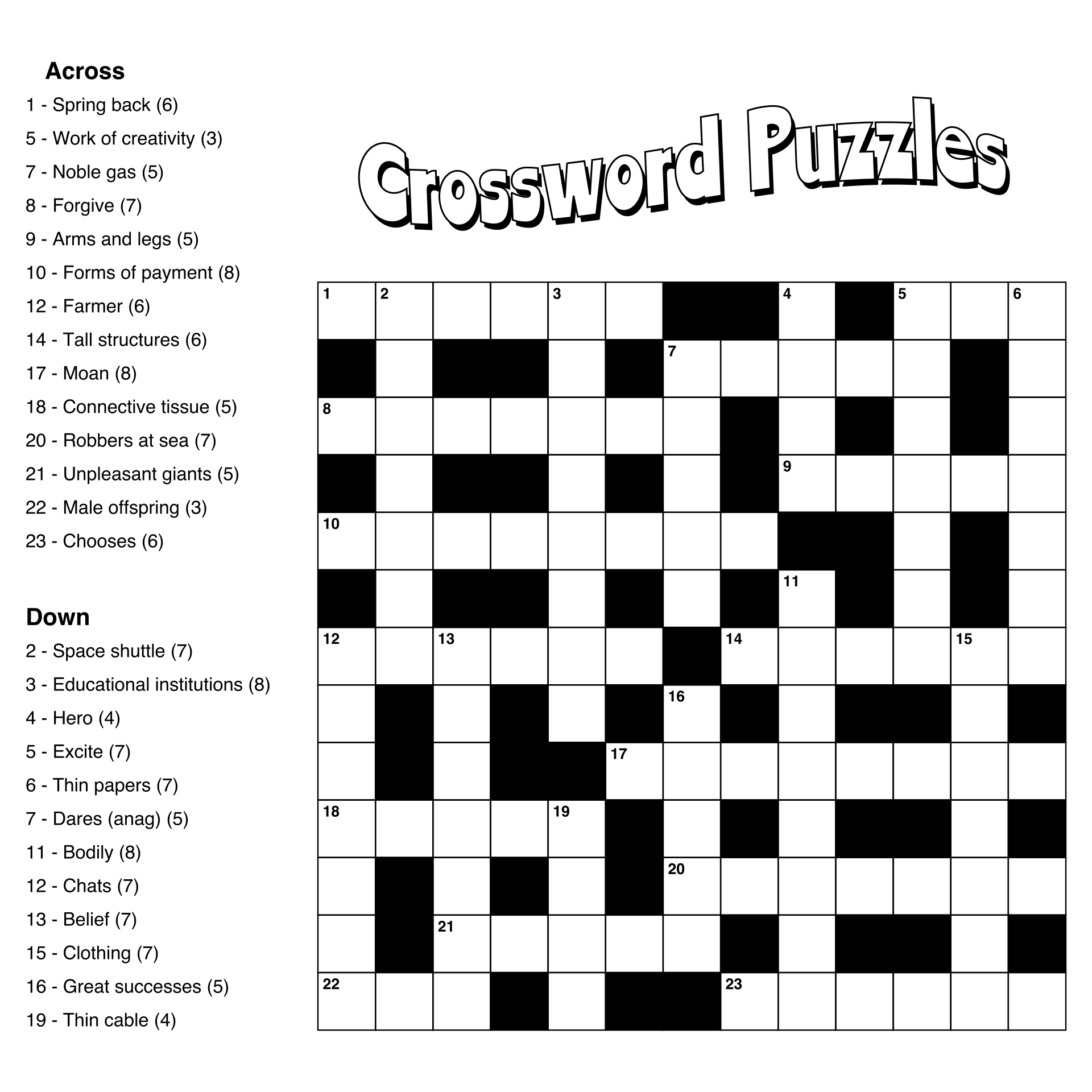 Print A Crossword Puzzle