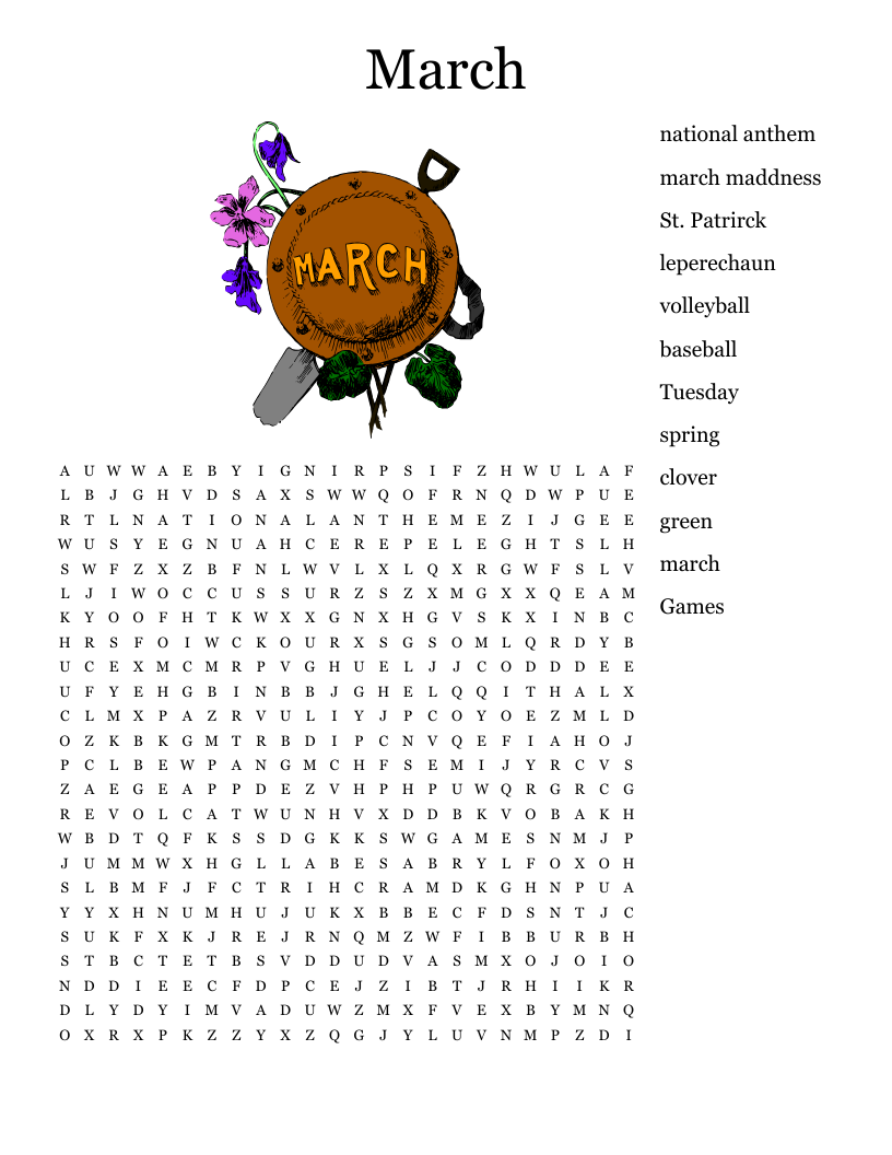 March Word Search WordMint