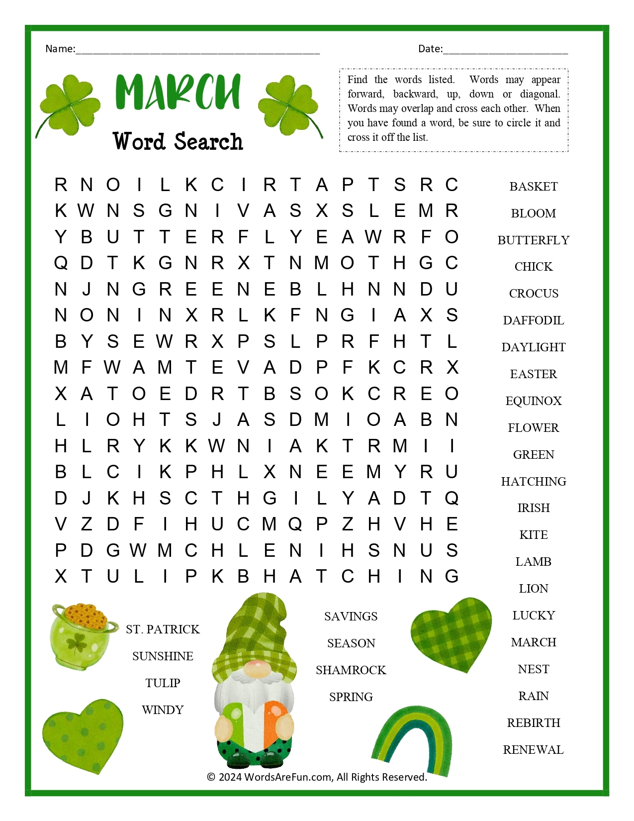 march word search puzzles
