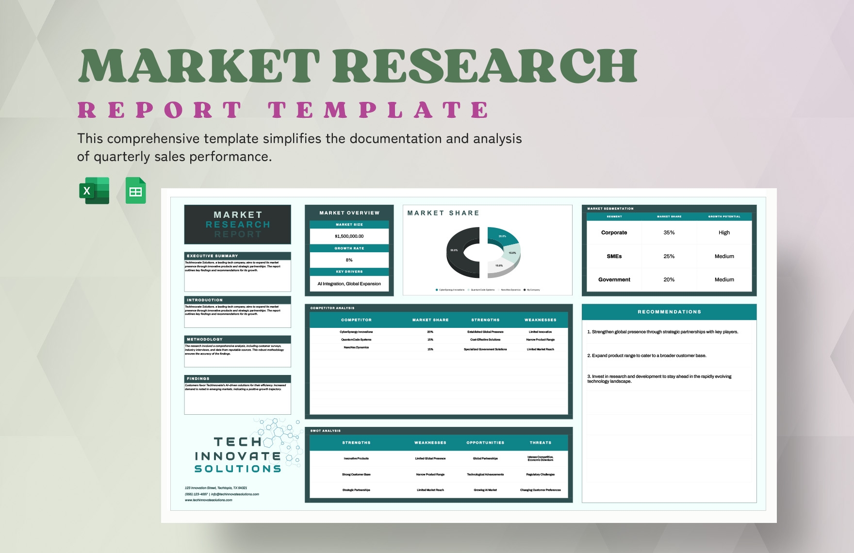 Market Research Report Template In Excel Google Sheets Download Template