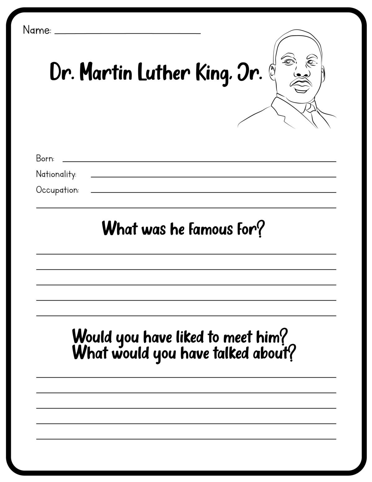 Martin Luther King Worksheets