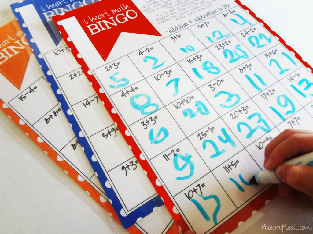 math bingo printable