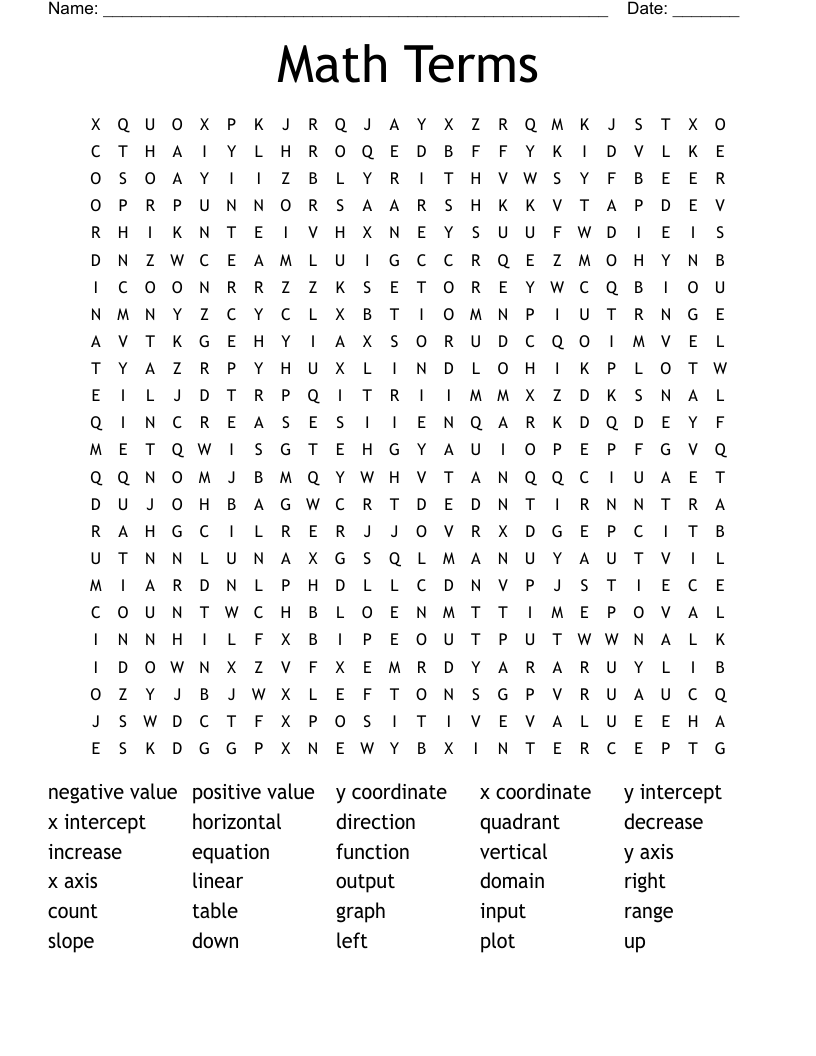 Math Terms And Names Word Search WordMint Math Terms And Names Word Search WordMint
