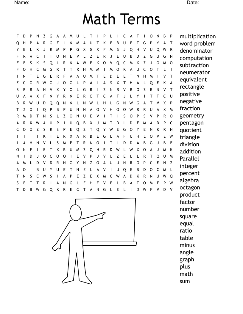 Math Words Word Search