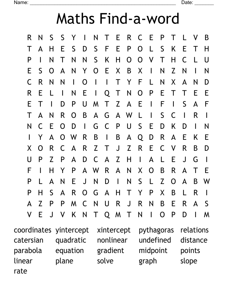 Maths Find a word Word Search WordMint Maths Find a word Word Search WordMint