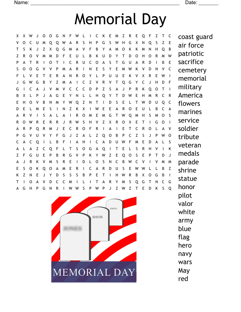 Memorial Day Word Puzzles