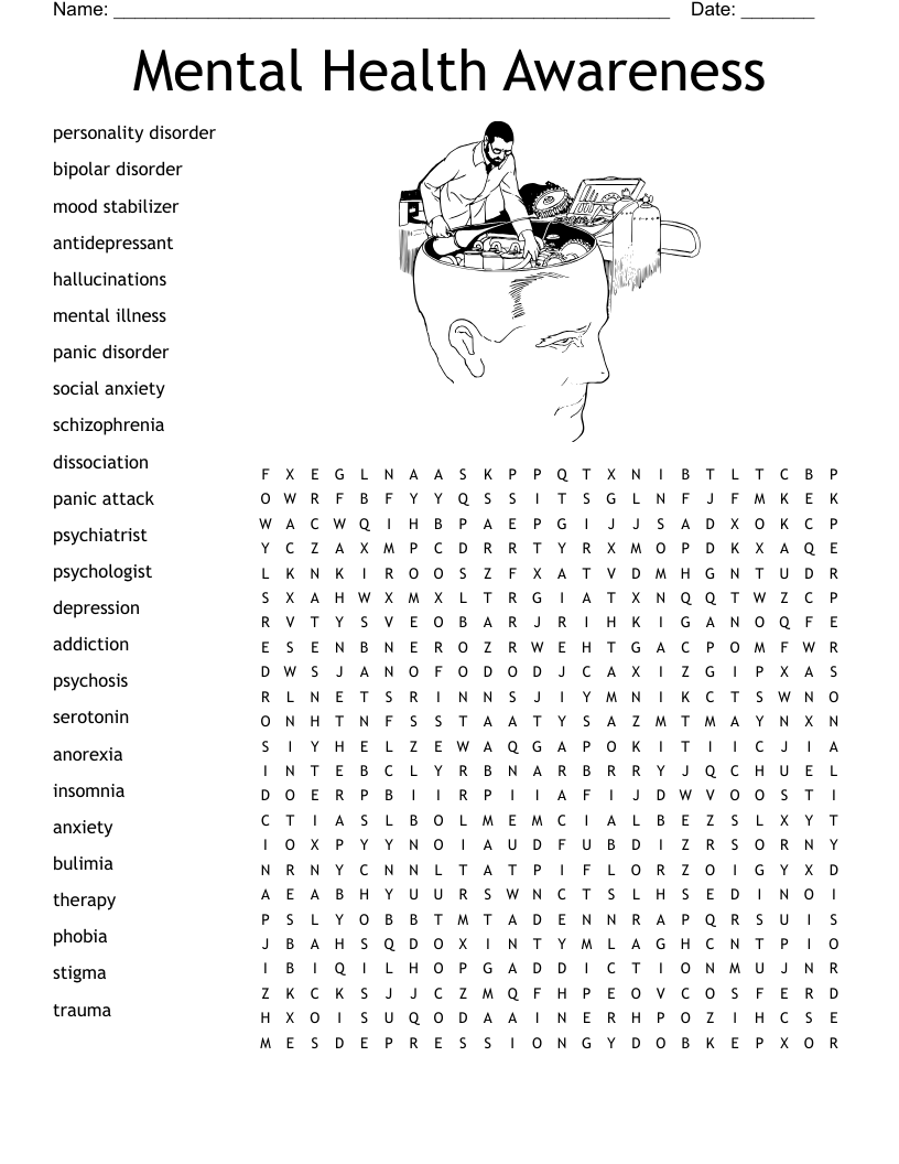 mental health word search