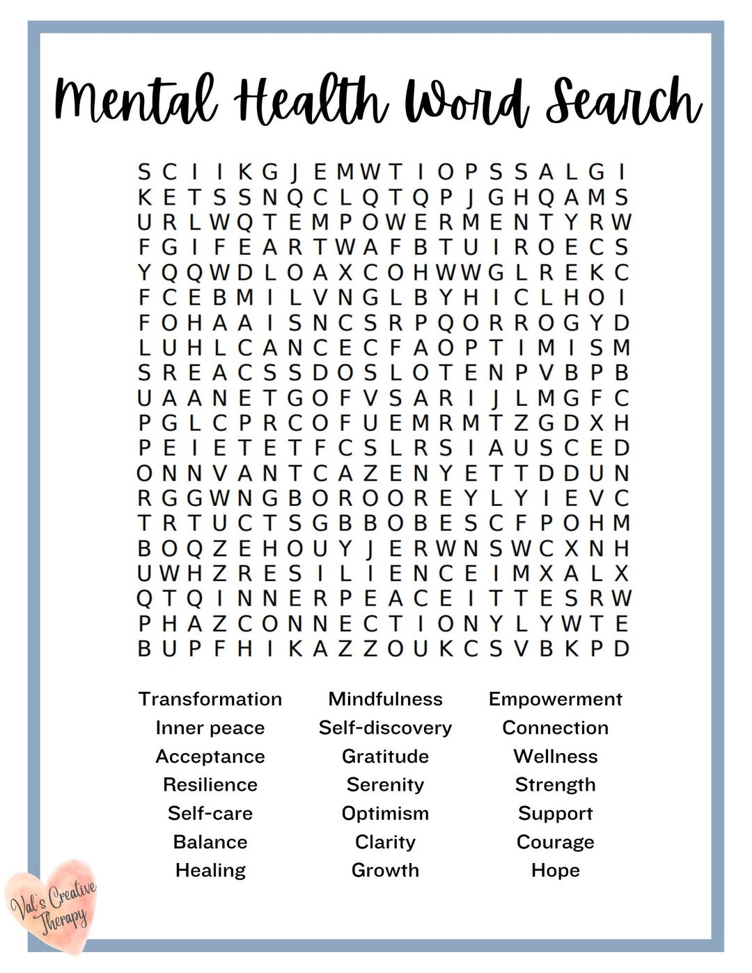 word search mental health