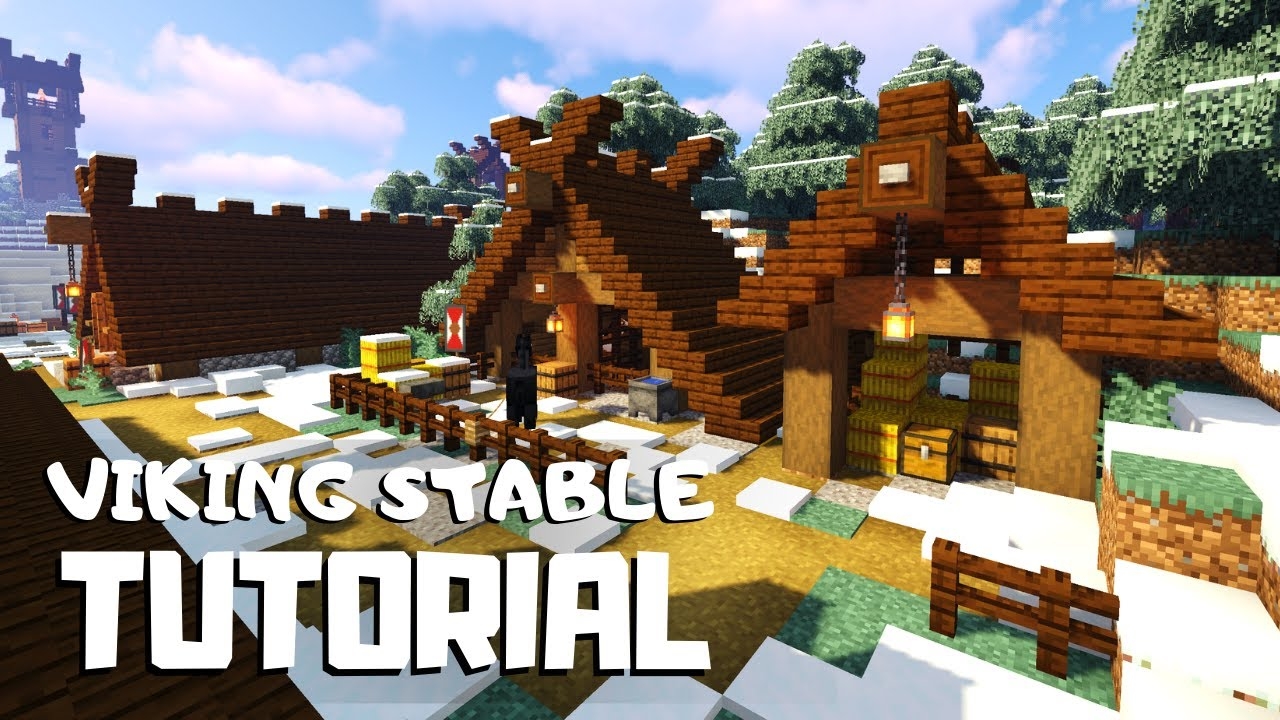 Minecraft How To Build A Viking Stable Snowy Viking Village Tutorial YouTube