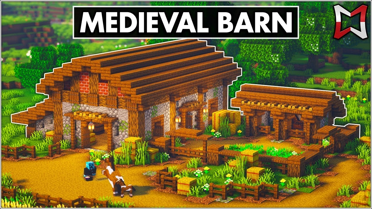 Minecraft Medieval Barn With Animal Stables Tutorial EASY YouTube